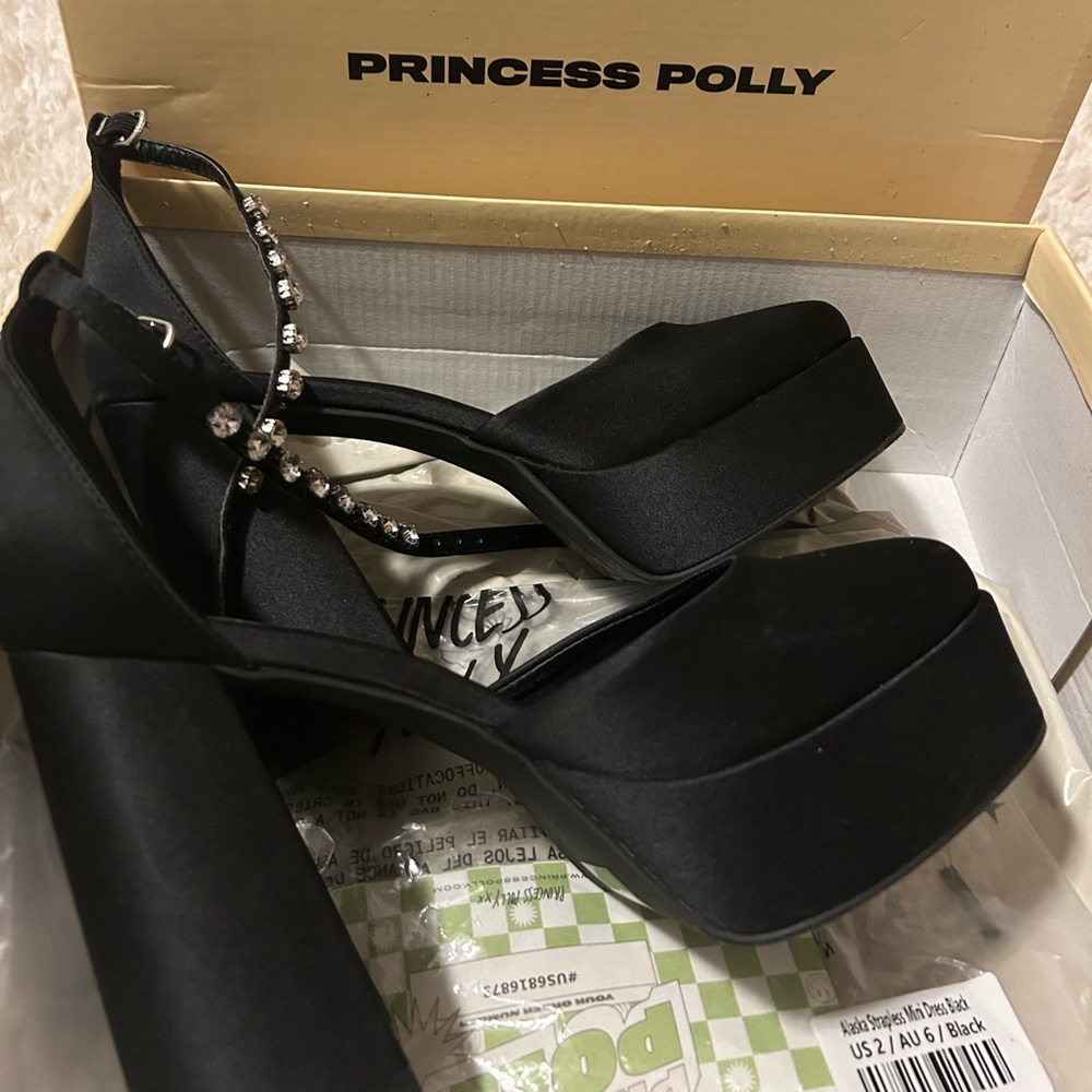 Princess Polly Black Platform with Gemstones